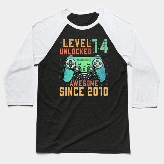 Level Unlocked 14th Birthday Year Old Gamer Bday Baseball T-Shirt by Saboia Alves